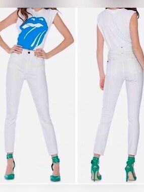 Alice + Olivia White High-Waist Jeans